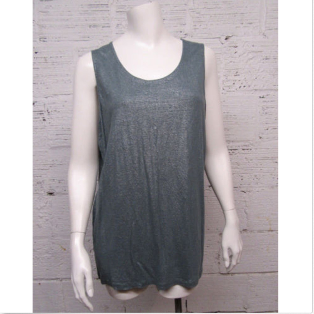 Eileen Fisher Womens Metallic 100% Linen Tank Top
